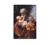 Guido Reni Painter Works - Póster impreso de San José con el niño Jesús, arte de pared para sala de estar, dormitorio, oficina, decoración del hogar, 20 x 30 cm