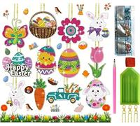 Guidre 12 pezzi Diamond Painting,Diamond Painting Pasqua portachiavi,doppio lato ciondolo diamante painting,5D Diamond Painting Portachiavi,Regali di Pasqua,Kit de Peinture Diamant