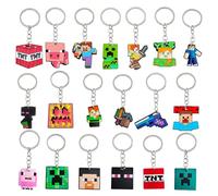 Guidre 19 Piezas Llaveros de Mine-craft y Pixel, Cartoon Figura de Juego para Mochila, Cumpleaños y Fiestas de Niños y Niñas