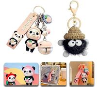 Guidre 2 Panda-Animales Llaveros,novio,Panda Yaa Boo Llavero BB,cumpleaños,aniversario de boda,amor,pareja,panda,regalo para adultos y niños,oso panda,Rosa.