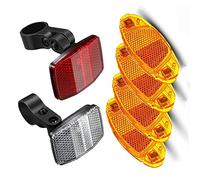 Guidre 6 Piezas Reflector de Bicicleta Delantero y Trasero, Soporte de Reflector de Rueda de Bicicleta, Cinta Reflectante Accesorios de Bicicleta para Ruedas de Bicicleta de Montaña