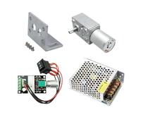 GUIFANG Motorreductor de Engranaje helicoidal JGY370 DC 6 V, 12 V, 24 V, con Soporte, Velocidad, Controlador y Fuente de alimentación, con Engranaje metálico, Turbo, 1,2-25 kg(12V 101RPM,Package B)