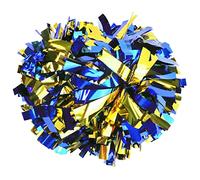 GUIFIER 1 par 6 Pulgadas Pompones de Cheerleading y animación metálicos con Mango de bastón, Pompones Cheerleader de Animadora, Pompones de Regalo para escuadrón de animación (Azul Real y Plata)