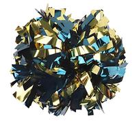GUIFIER 2 Pack 6 Inches Metallic Cheerleading Pom Poms, Cheer Pom Pom with Baton Handle, Pompoms Cheerleader for Kids Girls Cheering Squad (Navy Blue and Gold)