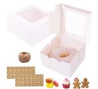 GUIFIER 30 cajas de panadería de 6 pulgadas con ventana, pequeñas cajas de pasteles, cajas de galletas de 6x6x3 pulgadas, caja de pastelería individual, pasteles, donas (blanco)