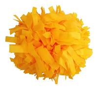 GUIFIER Paquete de 2 pompones de plástico de 6 pulgadas, pompones de animadora con asa de bastón, pompones, pompones, animadora, para niños, niñas, escuadrón de animación, entrenamiento diario, deportes, juego de equipo (amarillo)