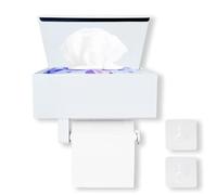 GUIGUZI Portarrollos para Papel Higiénico - Portarrollos Baño Acero Inoxidable - Portarollos Papel Higienico con Estante - Porta Rollo Papel de baño Taladro o Autoadhesivo Instalar (Blanco)