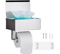 GUIGUZI Portarrollos para Papel Higiénico - Portarrollos Baño Acero Inoxidable - Portarollos Papel Higienico con Estante - Porta Rollo Papel de baño Taladro o Autoadhesivo Instalar (Plata)