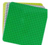 Guihumz 3 Piezas Placa Base de Bloque Clásica Grande 38 x 38cm Compatible con Todas Las Grandes Marcas para el Juego Creativo,Duplo Base de Construcción,Juguetes Educativos (Verde,Verde Claro, Gris)
