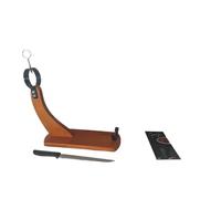 GUIJU JAMONERO Profesional Cuchillo Regalo Tipo Gondola para JAMÓN Y Paleta - Soporte JAMONERO Madera para Usar con Cuchillo- FABRICA Jamon IBERICO Salamanca-