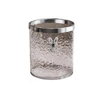 guiling-1986 Cubo de Basura Papelera redonda transparente con aro de presión chapado, moderna cesta de plástico for sala de estar, dormitorio y oficina. Papelera Baño(Silver)