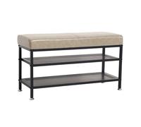 guiling-1986 Mueble Zapatero Banco de Zapatos Entrada, Moderno Organizador con Almacenamiento, Banco 2 Niveles estantes Metal y Asiento Acolchado, Gris Negro Zapatero pequeño(80 * 32 * 45cm)