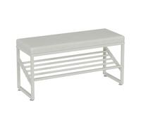 guiling-1986 Mueble Zapatero Organizador de Zapatos Entrada con Asiento Acolchado, Banco 2 Niveles estantes Almacenamiento Metal Duradero y Piel sintética Zapatero pequeño(Blanco,60 * 30 * 40CM)