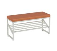 guiling-1986 Mueble Zapatero Organizador de Zapatos Entrada con Asiento Acolchado, Banco 2 Niveles estantes Almacenamiento Metal Duradero y Piel sintética Zapatero pequeño(Orange,60 * 30 * 40CM)