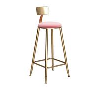 guiling-1986 Taburetes de Bar Silla de Bar nórdica de Moda, Silla de Comedor Dorada de Hierro, Silla Alta con Respaldo Adecuada for Bares y cafeterías Taburetes Altos de Cocina(Pink,73CM)