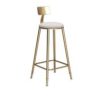 guiling-1986 Taburetes de Bar Silla de Bar nórdica de Moda, Silla de Comedor Dorada de Hierro, Silla Alta con Respaldo Adecuada for Bares y cafeterías Taburetes Altos de Cocina(Blanco,78CM)
