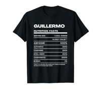 Guillermo Datos de Nutrición Nombre Gracioso Camiseta gráfica económica, Hombre, Negro, L
