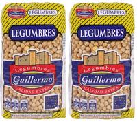 Guillermo | Garbanzo pedrosillano - Paquete 1kg. | Calidad Extra | Bajo en grasas y alto contenido en proteínas | Por su textura firme requiere un mayor tiempo de cocción (Paquete de 2)