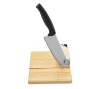 Guillotina con asiento de madera, cortador de madera, cortador de madera, guillotina, salchichas, cortador de queso, de acero inoxidable, para cortar tocino, pastel de arroz, verduras, pasteles.