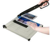 Guillotina de Papel con Base de Metal, Dispositivo de Protección, Cizalla Papel A4 B5 A5 B6 B7, Cortador de Papel Profesional Capacidad 12 Hojas, Máxima Precisión, Perfecto para Fotos, Papel, Blanco