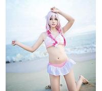 Guilty Crown Yuzuriha Inori Cosplay Peluca 60cm Largo Recto Rosa Rojo Gradiente Peluca de Anime Sintética Resistente al Calor para Mujeres Femal