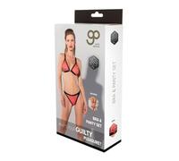 Guilty Pleasure Fetish Wear gp - Juego de bragas y pantys con estampado de lencería (talla M, sujetador y braguita), color rojo