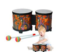 GuimMCanLin Bongos para niños, tambores Bongo para adultos | musical de | instrumento de percusión de tambor para niños | Tambor de madera con 2 baquetas de colores, tambor hecho a mano para