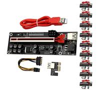 Guindxan 10 tarjetas elevadoras VER011 PRO PCI-E 1X a 16X USB 3.0 6PIN Cable gráfico con 10 condensadores sólidos B250 B75 BTC