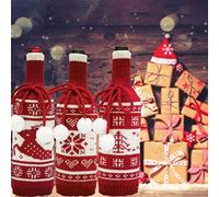 Guindxan Cubierta de de vino de punto de Navidad, decoración de fiesta, cubierta de de vino de cena cubierta de de vino de Navidad, 3 unids