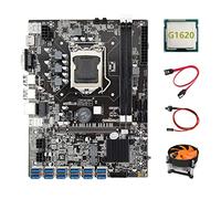 Guindxan Placa base B75 ETH Mining 12 PCIE a USB+G1620 CPU+ventilador de refrigeración+cable de interruptor+cable SATA DDR3 MSATA LGA1155 placa base