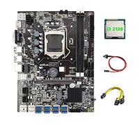 Guindxan Placa base B75 ETH Mining 8XPCIE a USB+I3 2120 CPU+cable de 6 a doble 8 + cable de interruptor LGA1155 B75 placa base