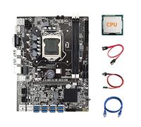 Guindxan Placa base B75 ETH Mining 8XPCIE adaptador USB + CPU+ cable de red RJ45 + cable SATA + cable de interruptor LGA1155 B75 placa base