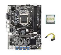Guindxan Placa base B75 ETH Mining 8XPCIE adaptador USB + CPU G1620 + cable de 6 a doble 8 LGA1155 MSATA B75 USB placa base
