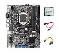 Guindxan Placa base B75 ETH Mining 8XPCIE adaptador USB + CPU G540 + cable de 6 a doble 8 + cable SATA LGA1155 B75 placa base