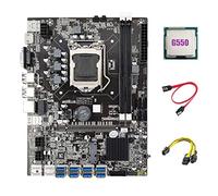 Guindxan Placa base B75 ETH Mining 8XPCIE adaptador USB + CPU G550 + cable de 6 a doble 8 + cable SATA LGA1155 B75 placa base