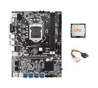 Guindxan Placa base B75 ETH Mining 8XPCIE USB adaptador + CPU + cable IDE de 4 a SATA LGA1155 MSATA B75 USB BTC placa base