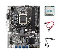 Guindxan Placa base B75 ETH Mining + CPU G540 + 2 cables SATA LGA1155 8XPCIE adaptador USB MSATA DDR3 B75 USB BTC placa base