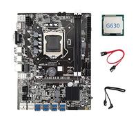 Guindxan Placa base B75 ETH Mining + CPU G630 + 2 cables SATA LGA1155 8XPCIE adaptador USB MSATA DDR3 B75 USB BTC placa base