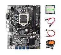 Guindxan Placa base B75 ETH Mining + CPU I3 2120 + ventilador + cable SATA + cable de interruptor LGA1155 8XPCIE adaptador USB MSATA DDR3 B75