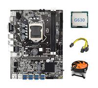 Guindxan Placa base B75 USB ETH Mining 8XPCIE a USB + CPU G630 + cable de 6 a doble 8 + ventilador LGA1155 B75 BTC