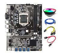 Guindxan Placa base de minería B75 8GPU USB a PCIE de 6 a cable dual de 8 +cable SATA+ventilador de refrigeración+cable de red RJ45 LGA1155