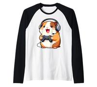 Guinea Pig Playing Video Game Rodents Gamers Camiseta Manga Raglan
