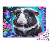 Guinea Pig Puzzles Imposible,desafío for Adults Black-white Guinea Pig Amid Flowers And Butterflies Entretenimiento Creativo 1000 Piezas Obra De Arte De Juego De Para Adultos Y Niños A Partir De 12 Añ