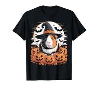 Guinea Pig Witch Hat Pumpkin Fall Spooky Bats Halloween Camiseta
