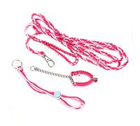 Guinea Pigs Safety Harness Soft Adjustable Stripe Pet Outdoor Walking Harness Vest Lead Rope for Rats Hamster Hedgehogs Ferrets Squirrels Small Animal Pet Training or Walking (Rosa + Rosa roja)