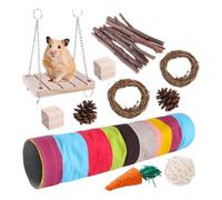 Guinea Teeth Toys, Small Animal Tunnel, Hamster Wood Sticks Guinea Tube, Bunny Chew Toys for Teeth, Small Animal Toys for Guinea Hamster Chinchillas, 13.39x9.45x3.15 inches