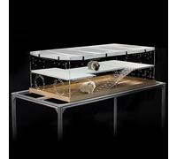 GuineaLoft™ Jaula acrílica de 2 niveles Model-A3 (48 x 24 x 16 pulgadas), hábitat de lujo con segundo piso y rampas, recinto transparente a prueba de fugas para cobayas, incluye cubierta ventilada y