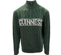 Guinness Aran - Jersey de punto trenzado verde con cremallera de 1/4, verde, M