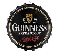 Guinness Cartel de metal con tapa de botella, diseño de etiqueta (28 cm x 28 cm)