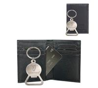 Guinness Cartera plegable oficial de cuero para hombre, bloqueo RFID, 6 ranuras para tarjetas, compartimento para notas y 2 bolsillos ocultos, cartera de cuero genuino para tarjetas de crédito